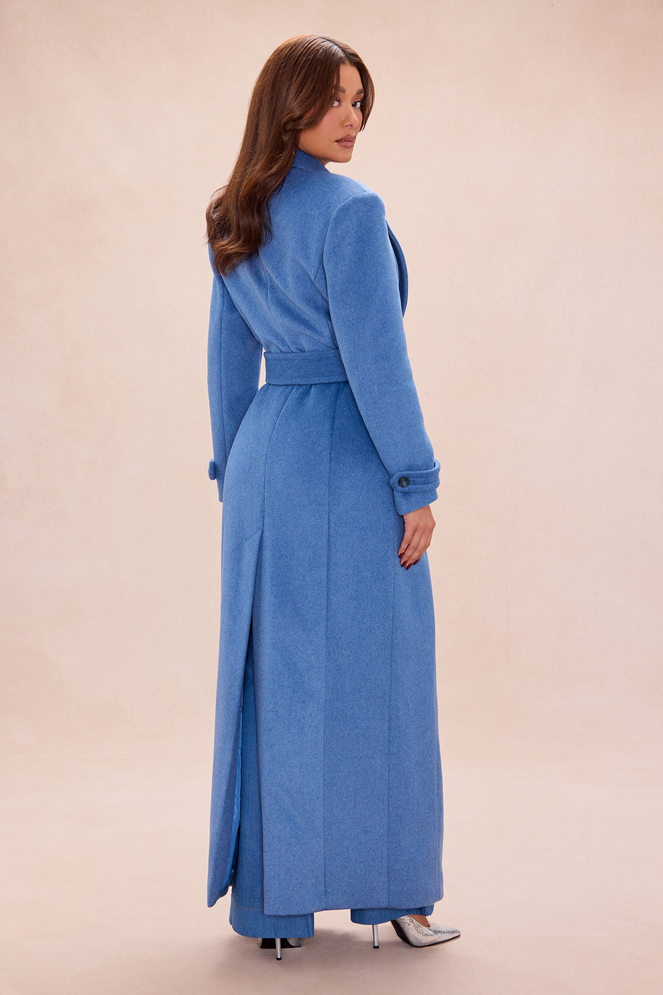 Tyler Double Breasted Wool Coat - Denim
