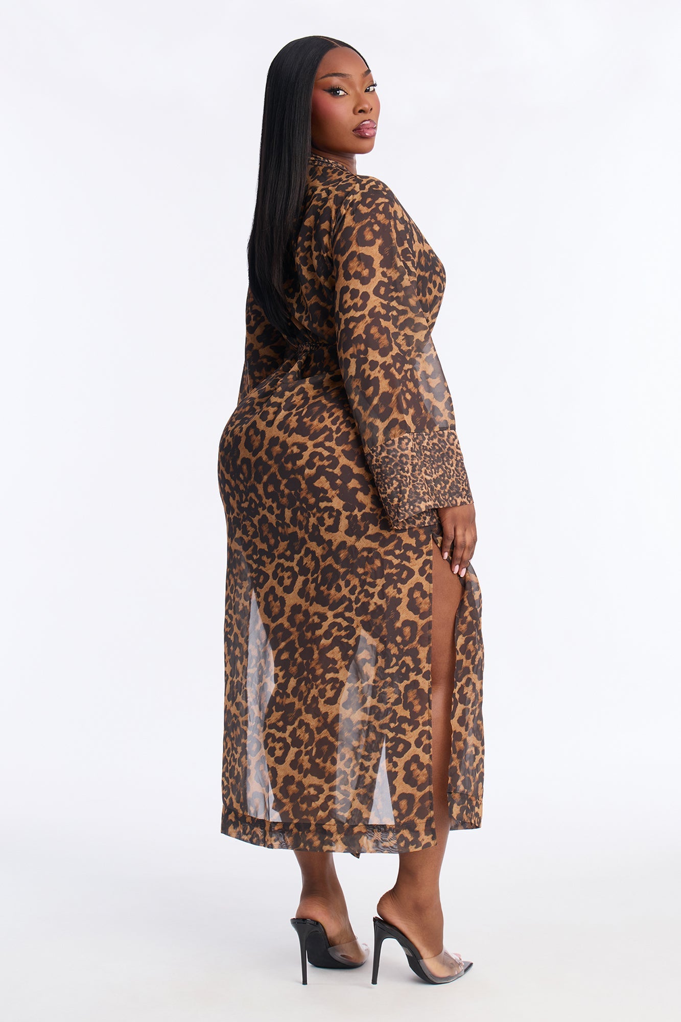 Wild Embrace Leopard Chiffon Robe - Brown/combo