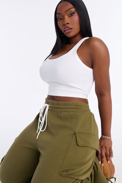 Kayla Cargo Sweatpants - Olive