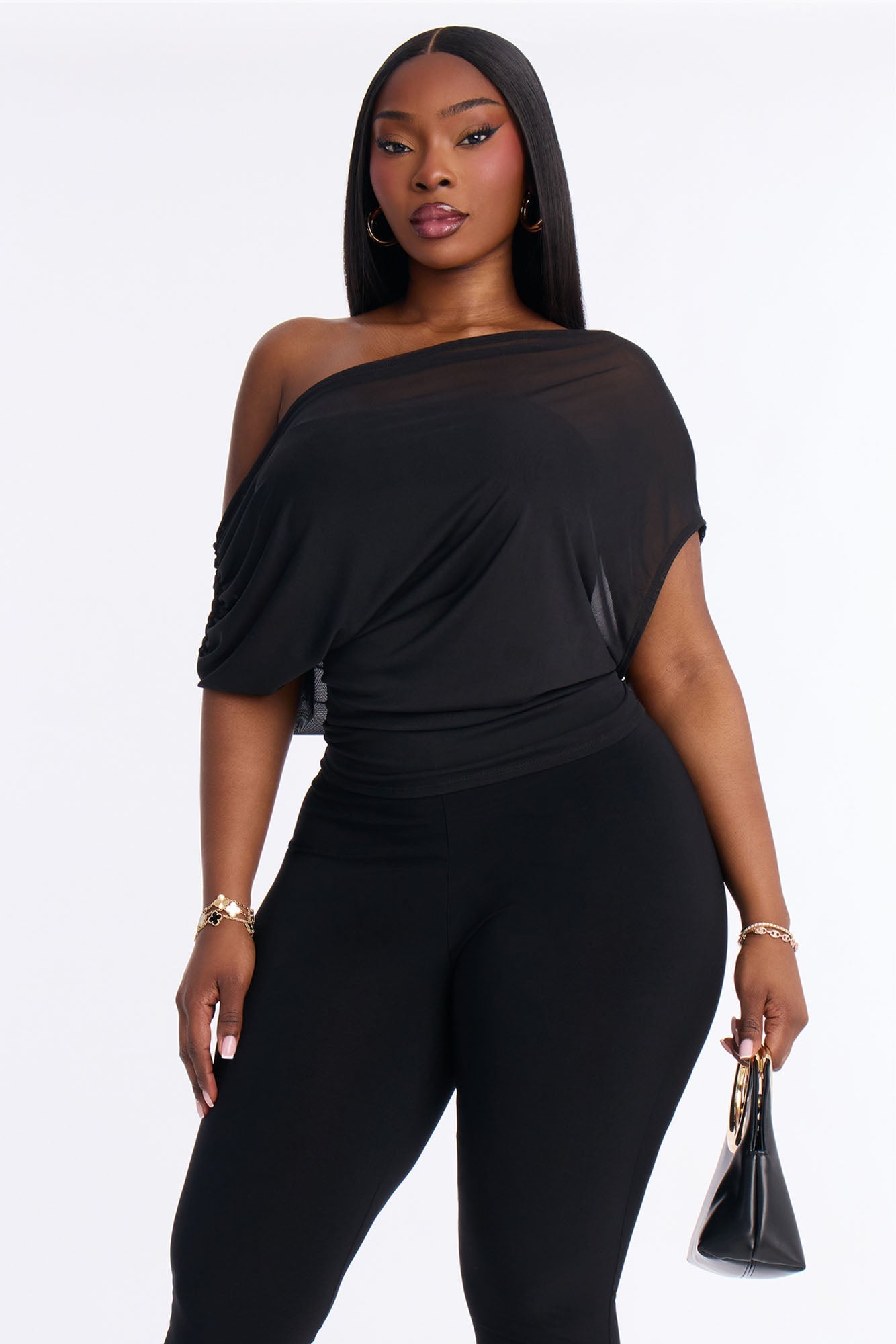Breanna Mesh Capri Leg Jumpsuit - Black