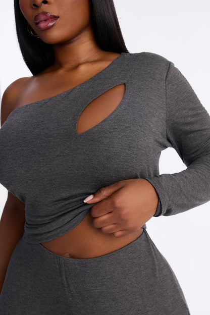 Back For More One Shoulder Pant Set - Charcoal