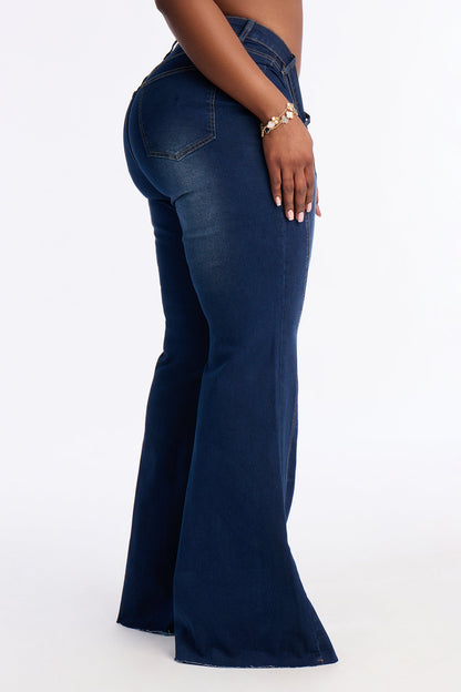 Vivienne Stretch Flare Leg Jeans - Dark Wash