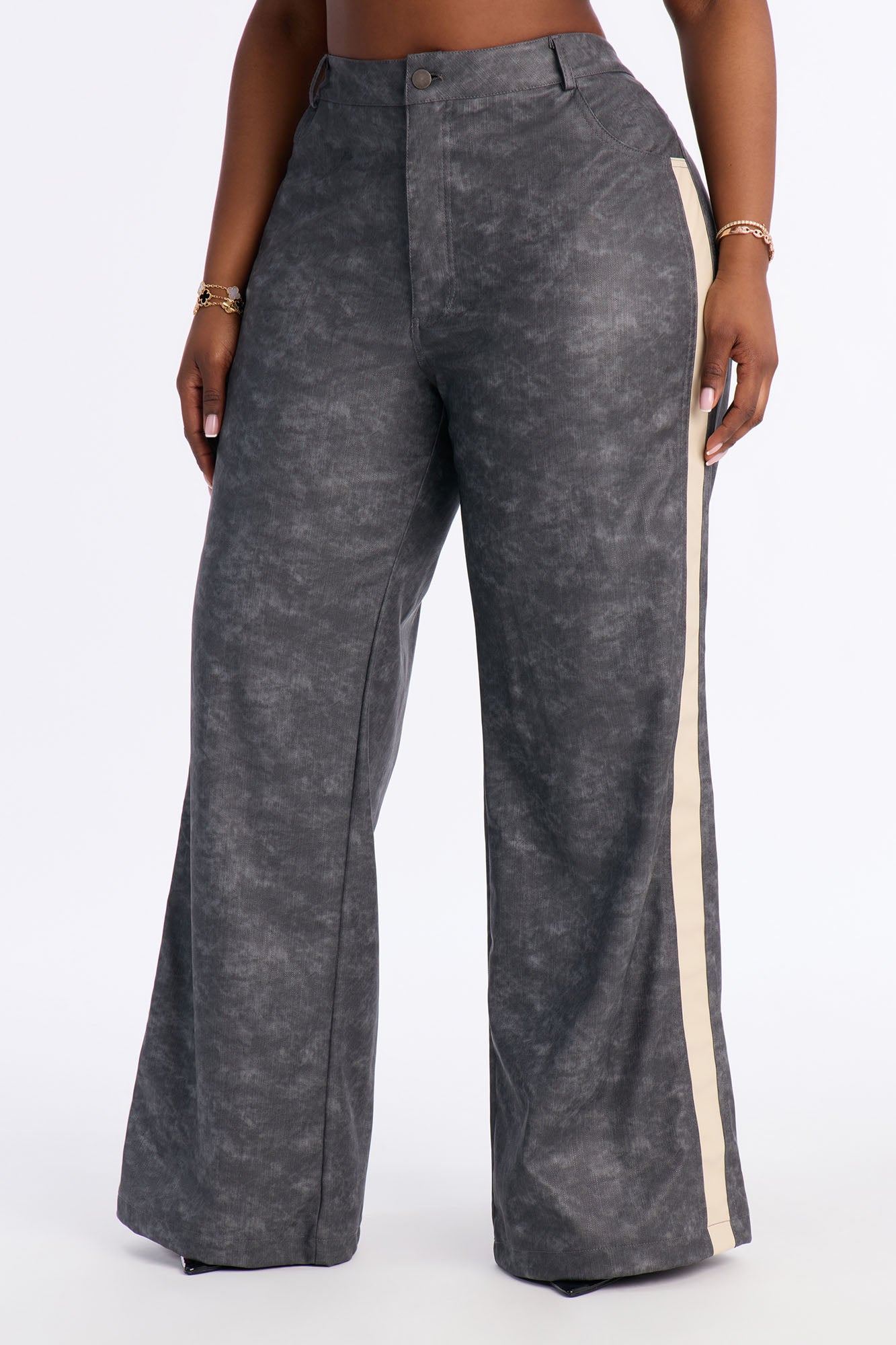 Kelsey Washed Faux Leather Wide Leg Pant - Rinse Blue Wash