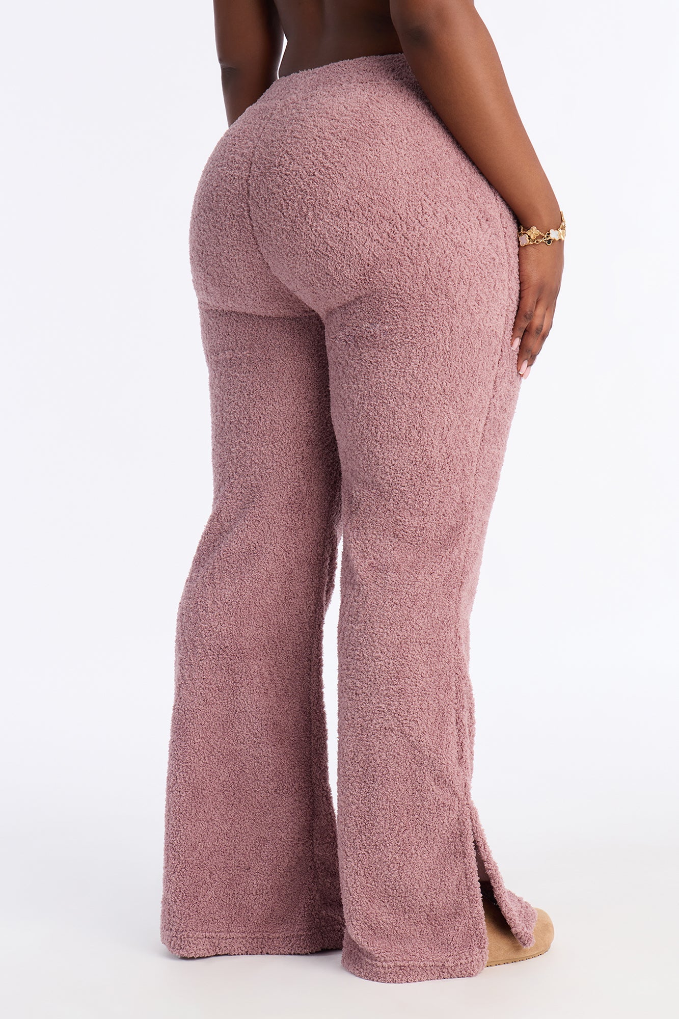 Lana Sherpa Flare Lounge Pant - Mauve