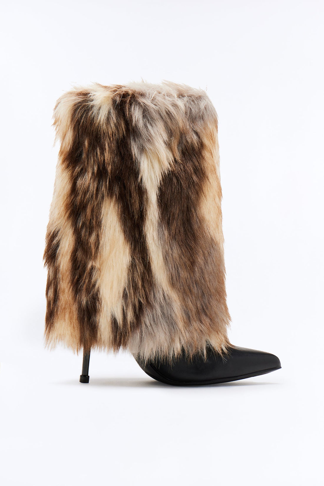 Marquette Faux Fur Overlay Booties - Black/combo
