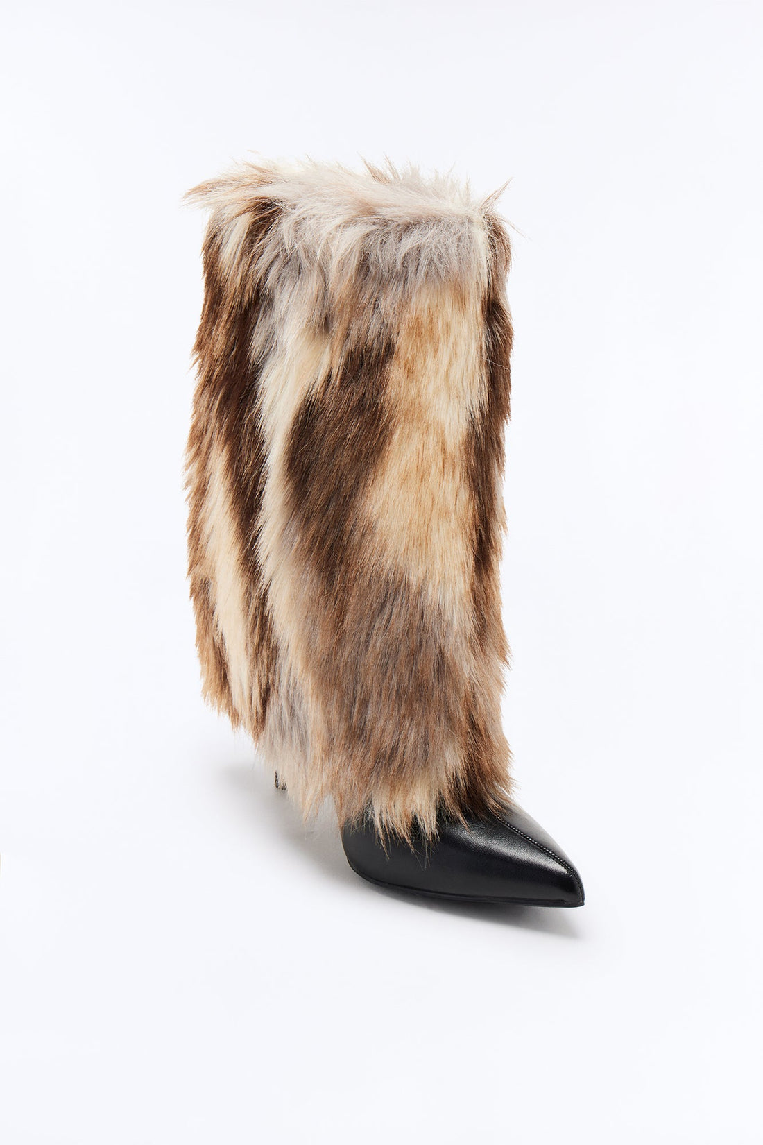 Marquette Faux Fur Overlay Booties - Black/combo