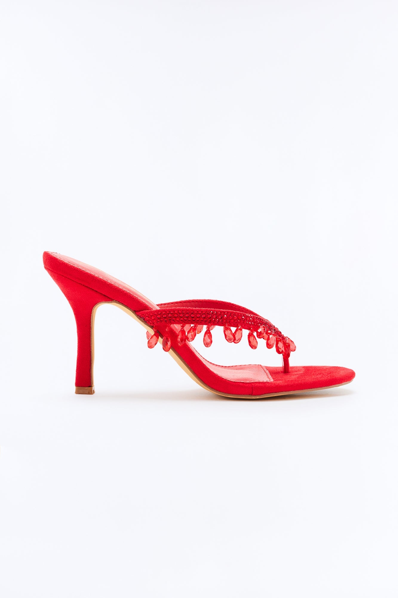 Sensation Jewel Thong Heels - Red