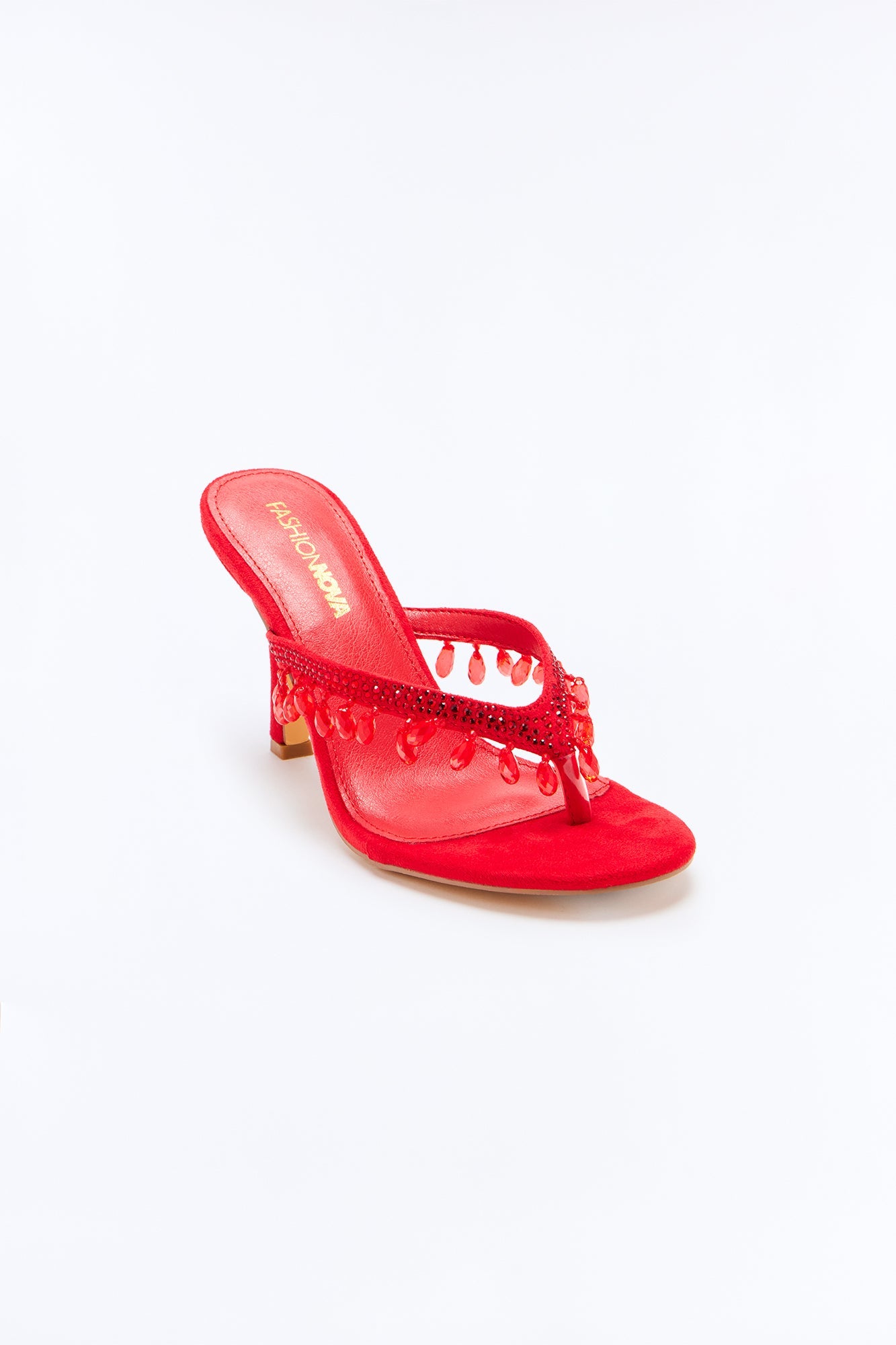 Sensation Jewel Thong Heels - Red