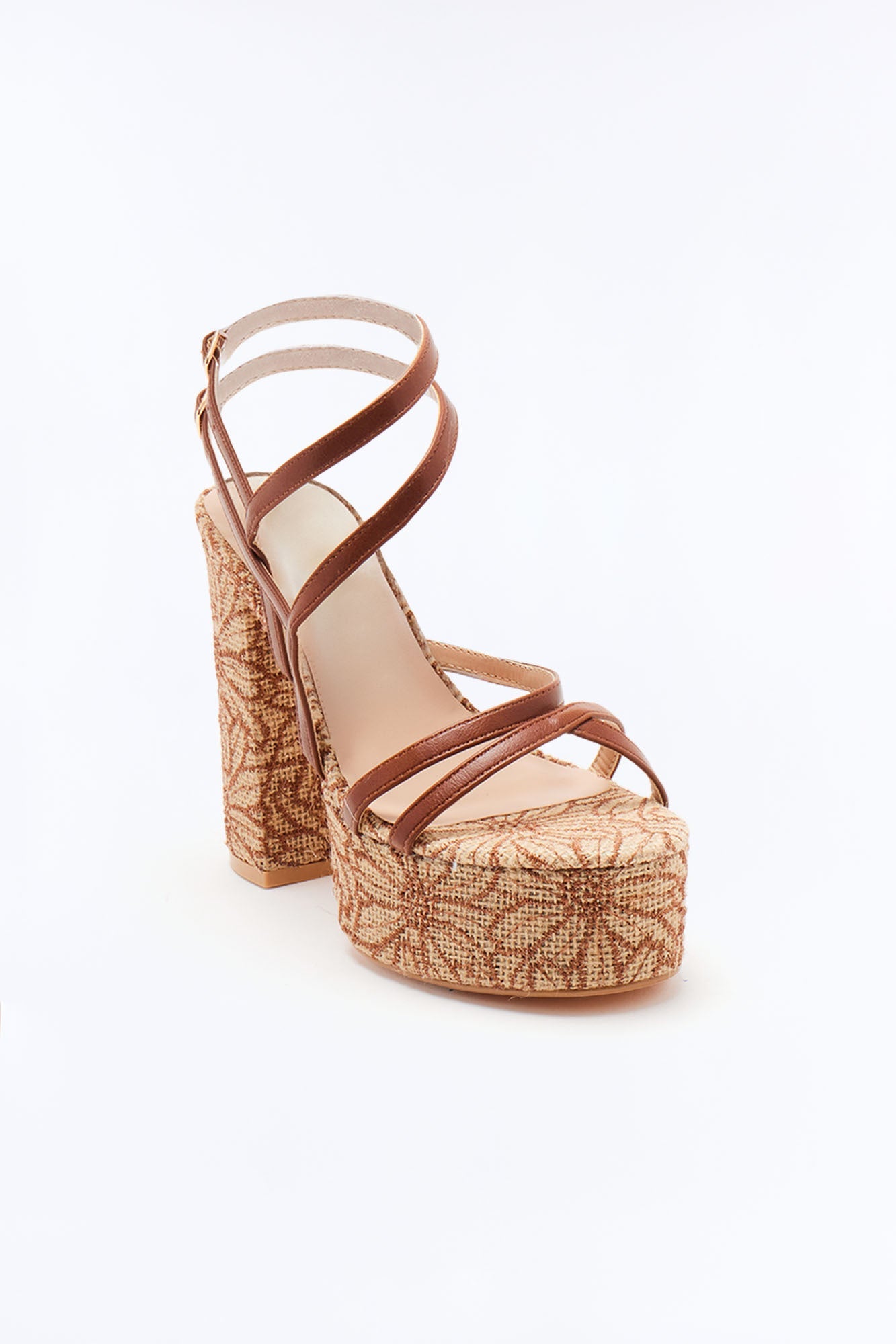 Nalu Strap Platform Heels - Brown