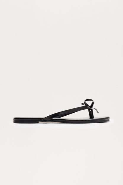 Coral Bow Flip Flops - Black