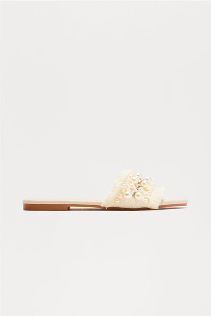 Jamari Pearl Embellished Sandals - Cream