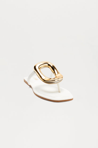 New Here Flat Sandals - White
