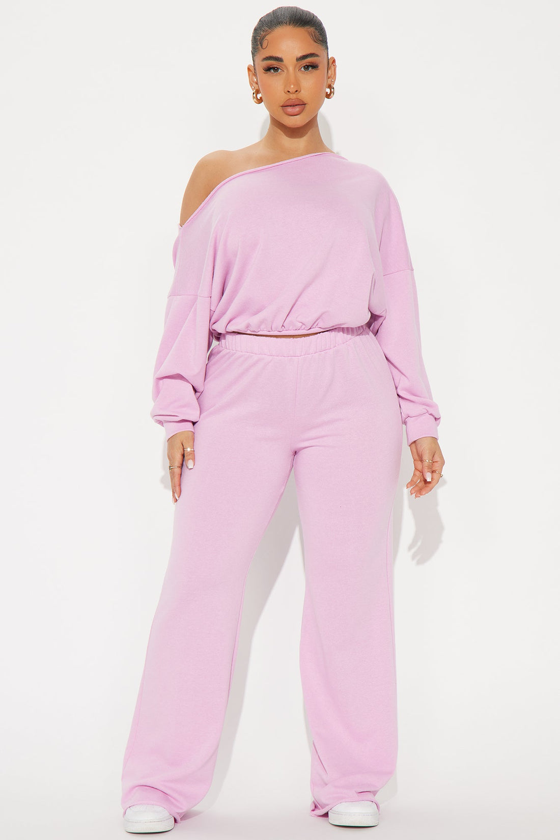 Robyn Off Shoulder Pant Set - Pink
