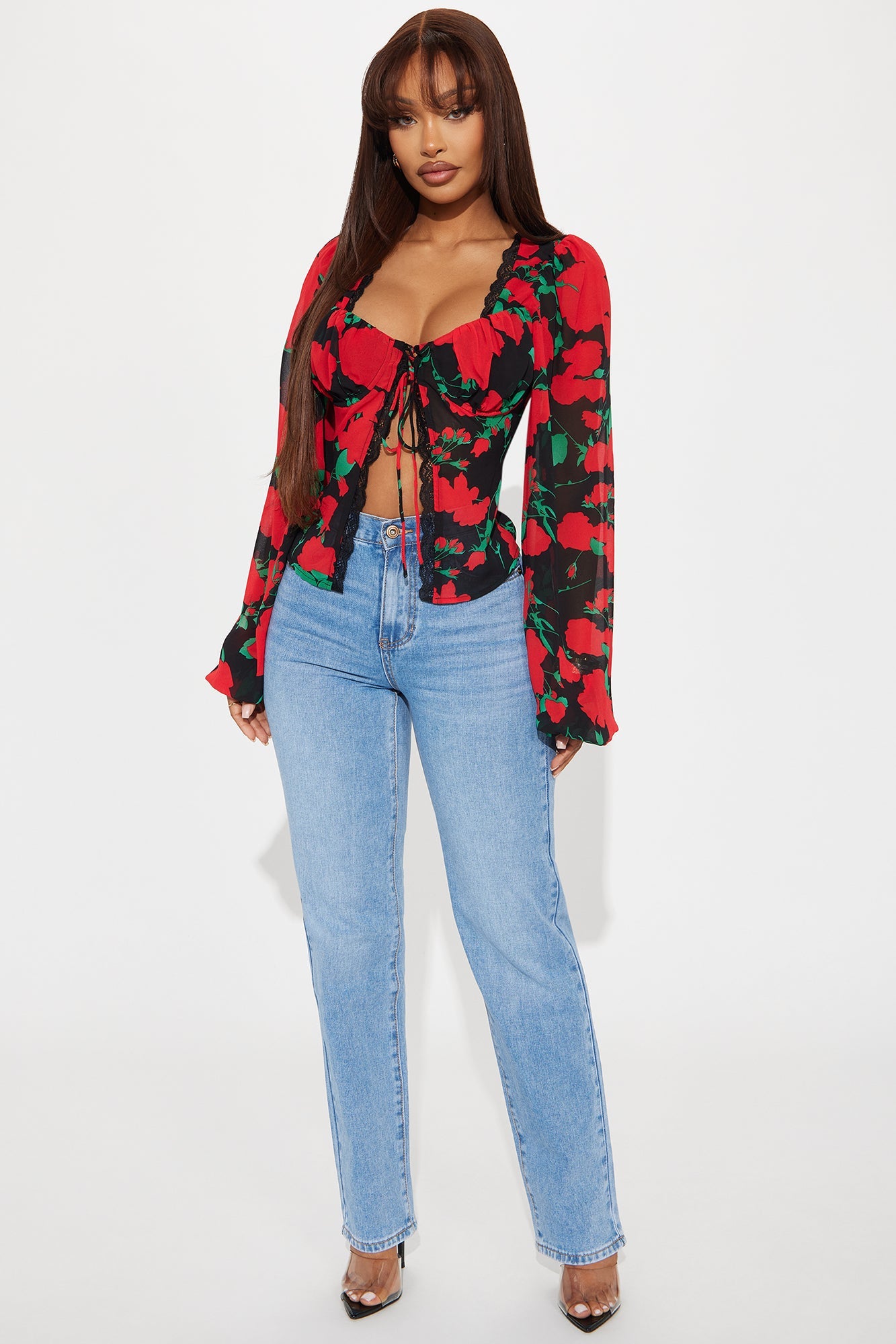 Shower Me With Flowers Top - Black/Red