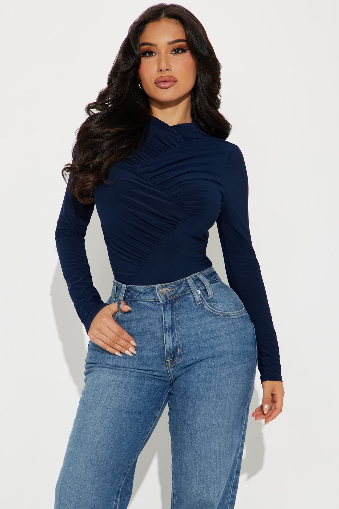 Kirsten Ruched Bodysuit - Navy
