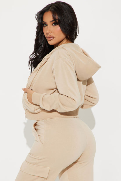Kinsley Cropped Hoodie - Sand