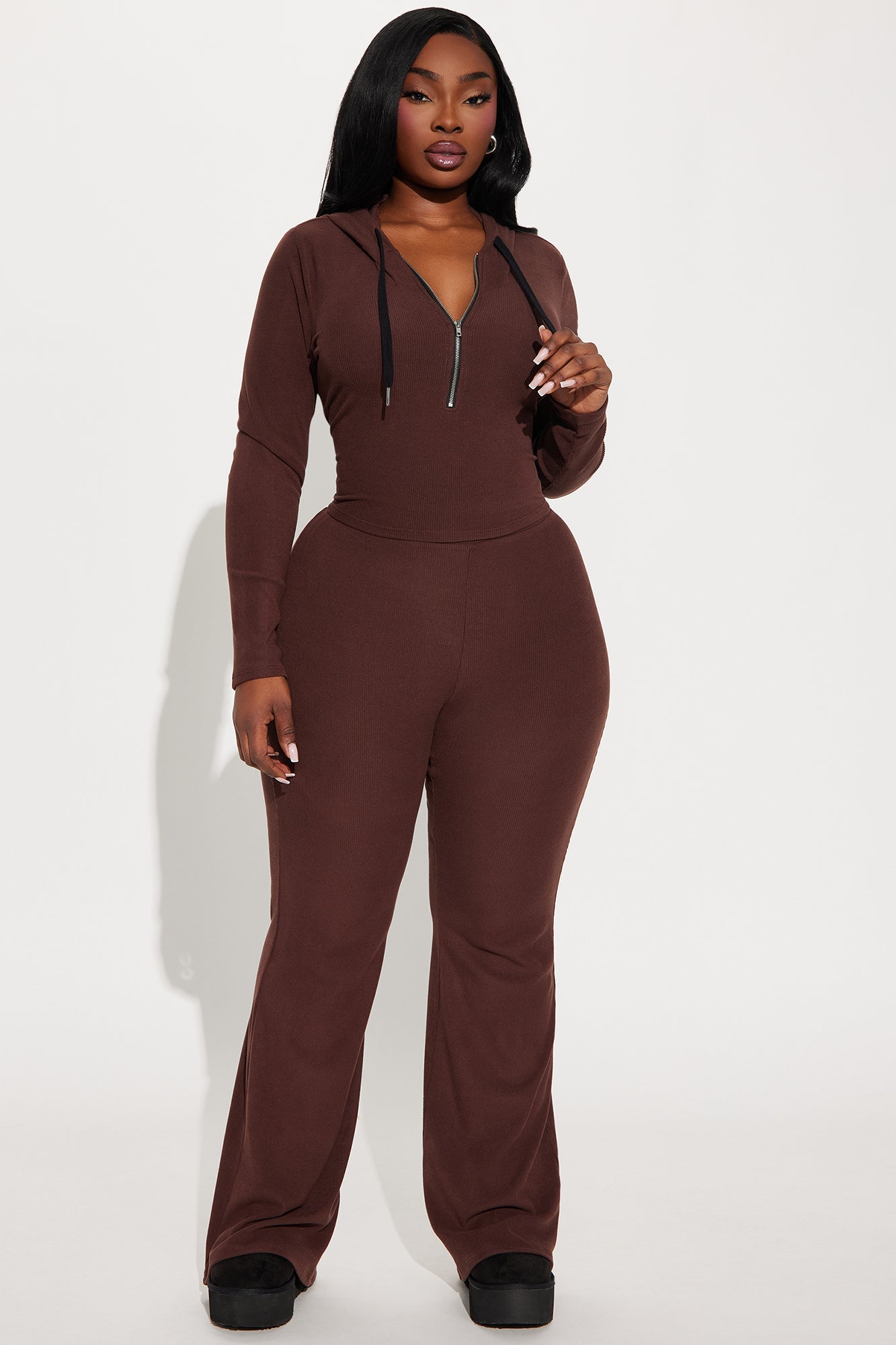 On To Go Hoodie Pant Set - Brown