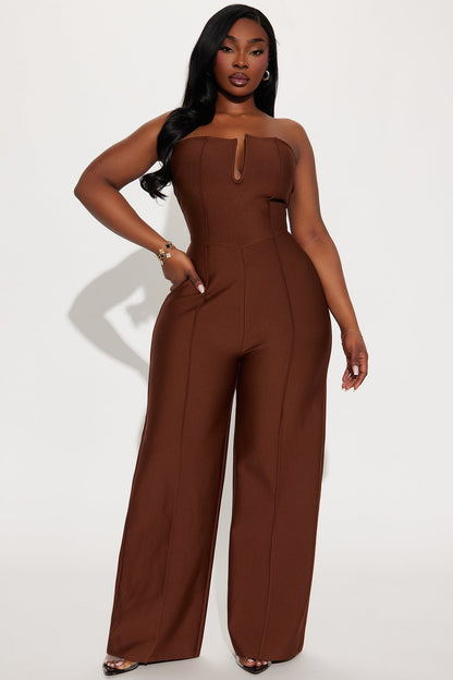 Someone To You Bandage Jumpsuit - Chocolate