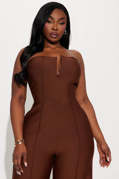 Someone To You Bandage Jumpsuit - Chocolate
