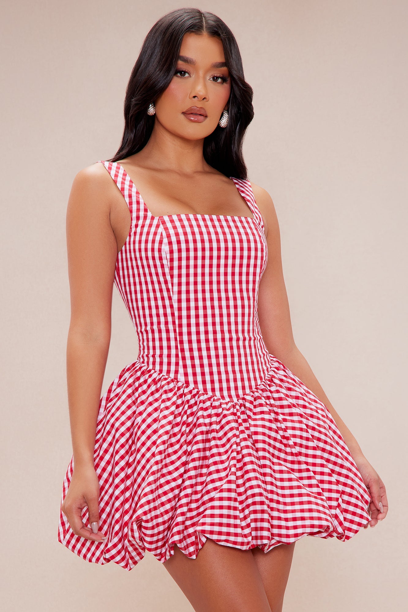 Austin Poplin Mini Dress - Red/White