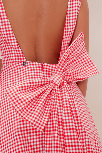 Belle Gingham Mini Dress - Red