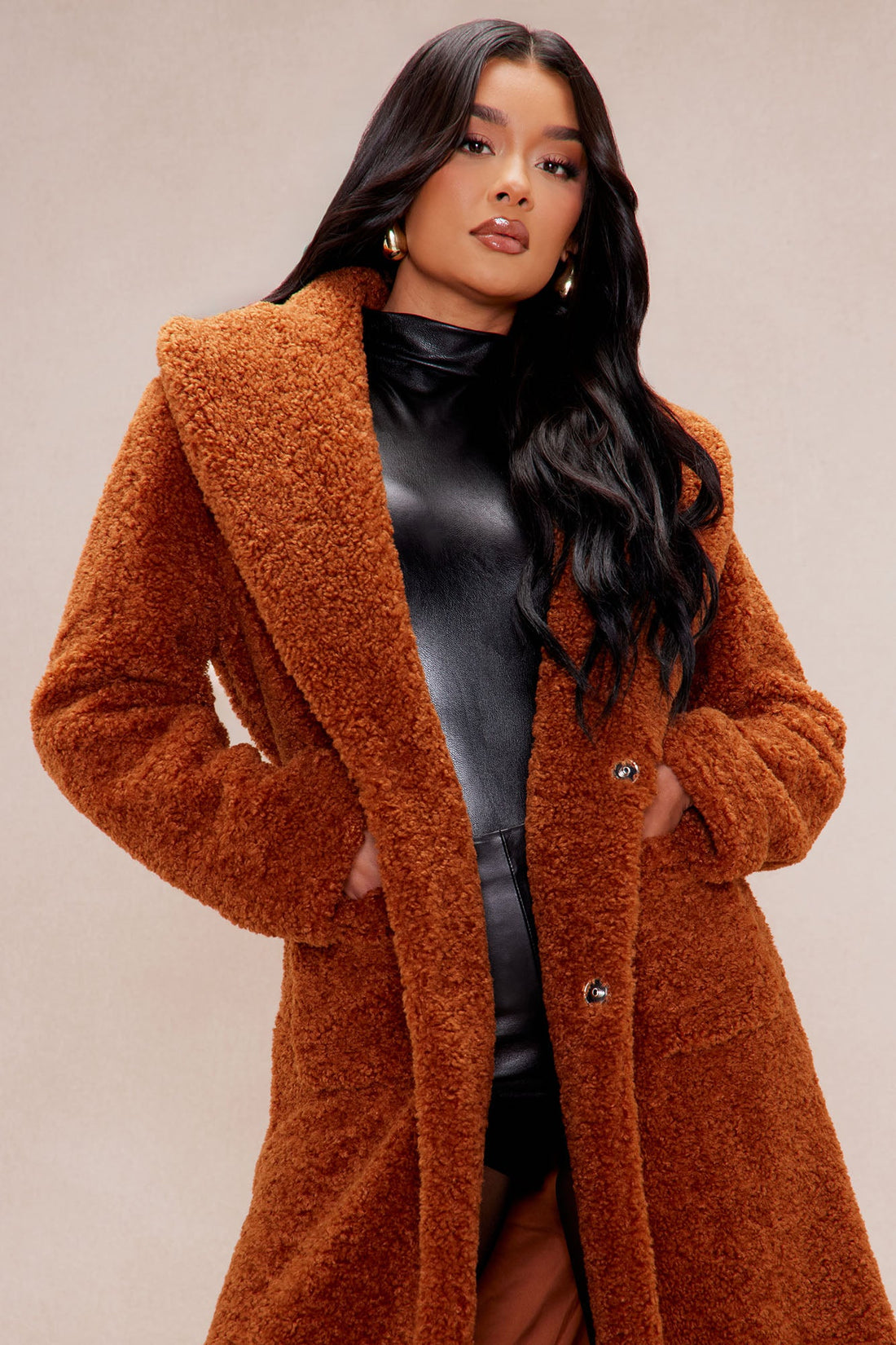 Alyssa Faux Fur Coat - Cognac