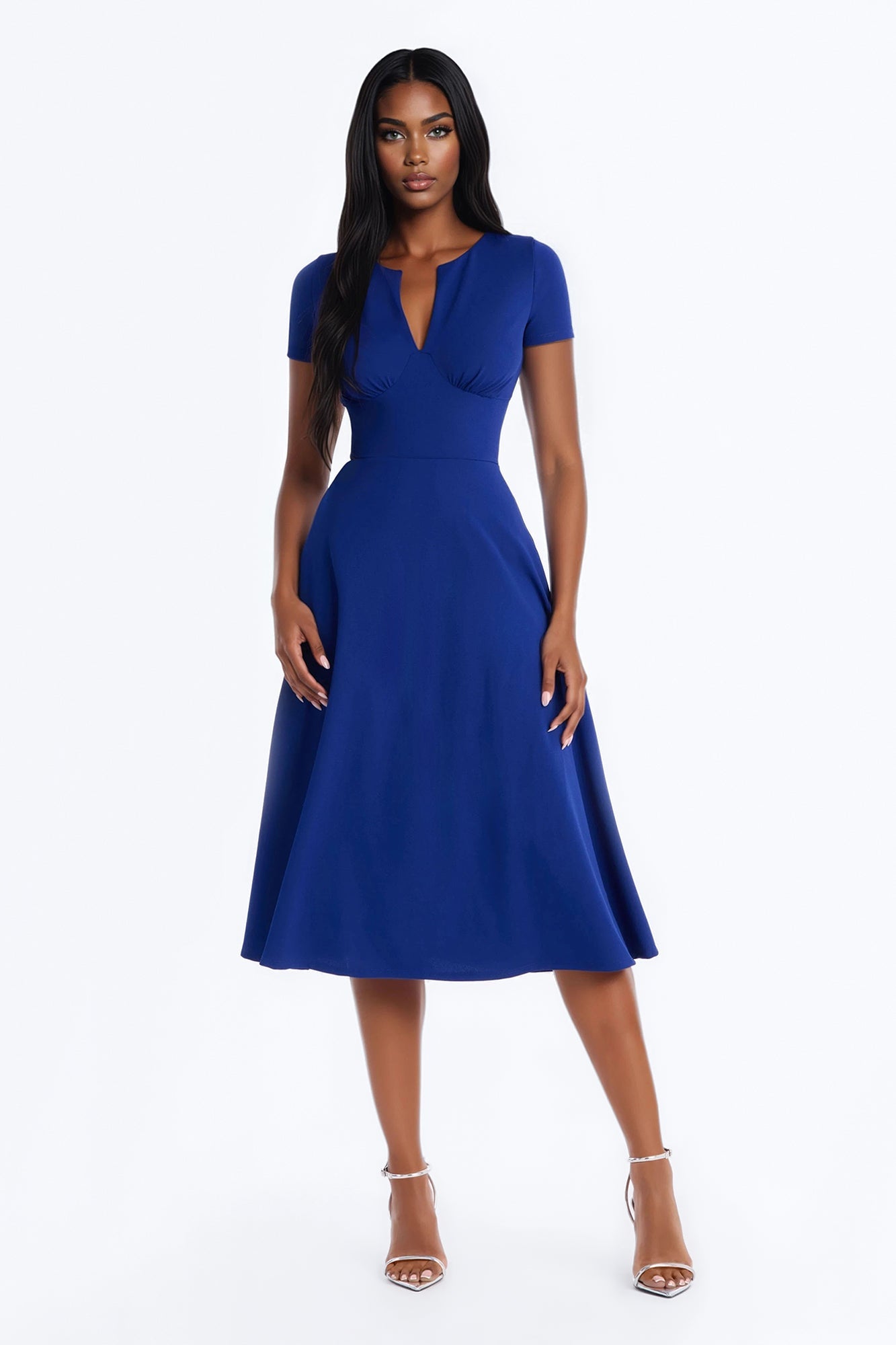 Charolette Short Sleeve Midi Dress - Navy