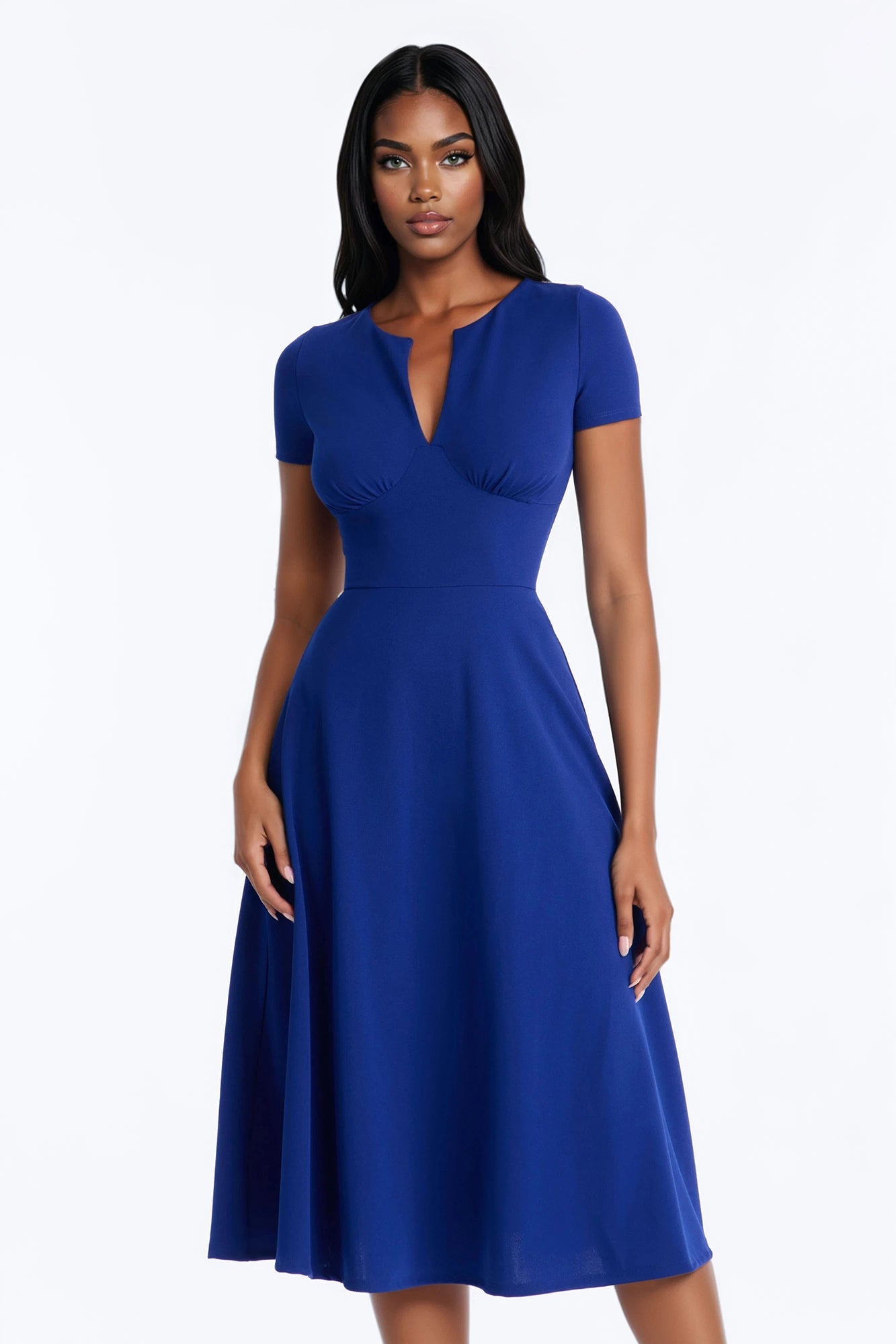 Charolette Short Sleeve Midi Dress - Navy