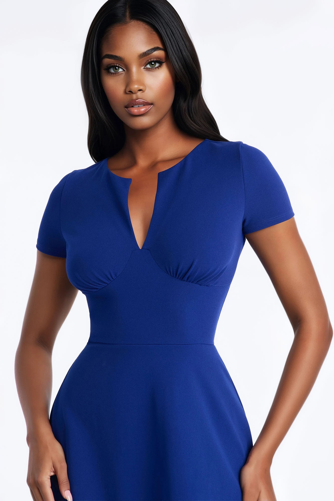 Charolette Short Sleeve Midi Dress - Navy