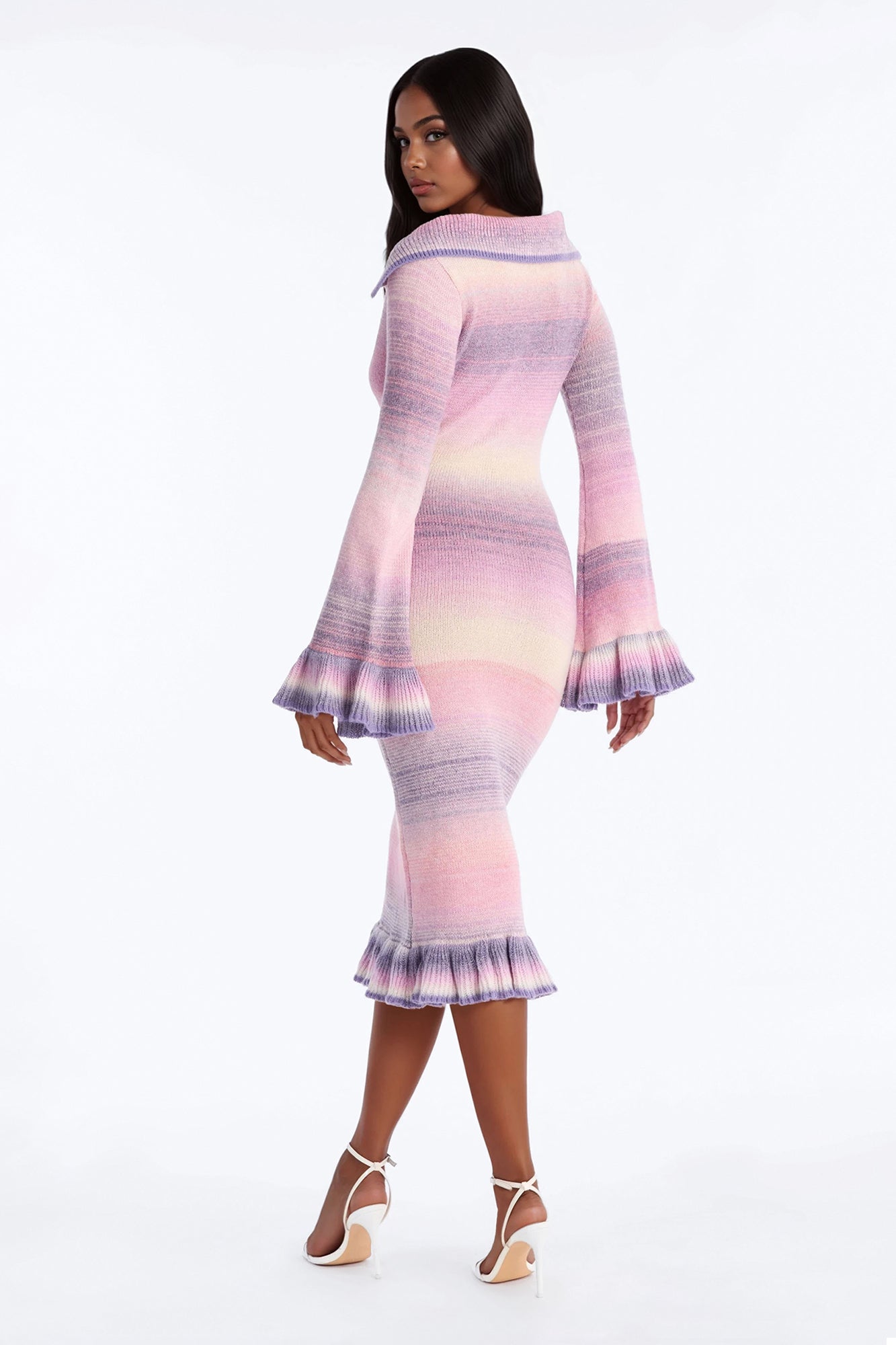 Nyla Ombre Sweater Midi Dress - Pink/combo