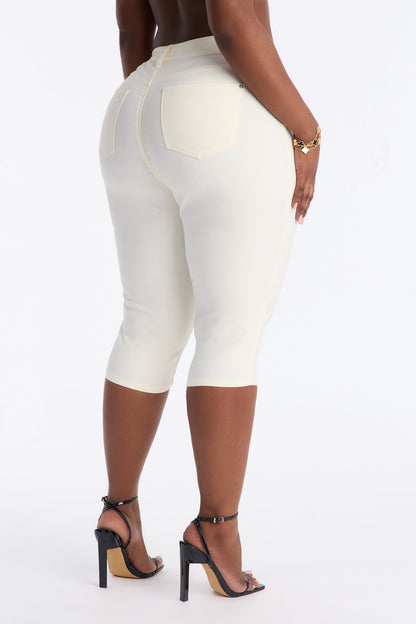 Hyperstretch Skinny Pedal Pusher Capri Pant 17″ - Ivory