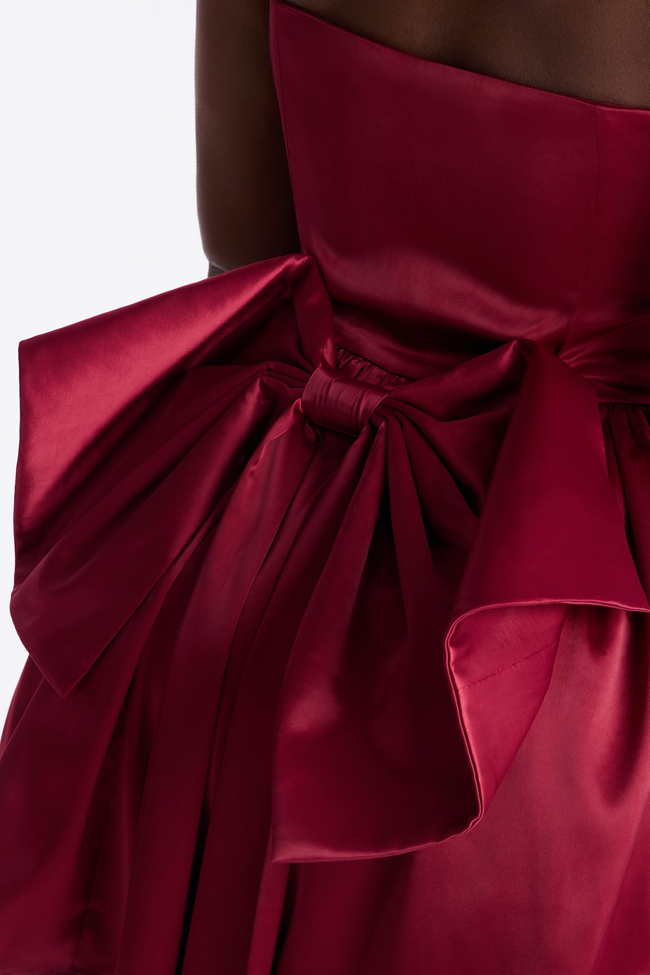 Livia Bow Satin Mini Dress - Red