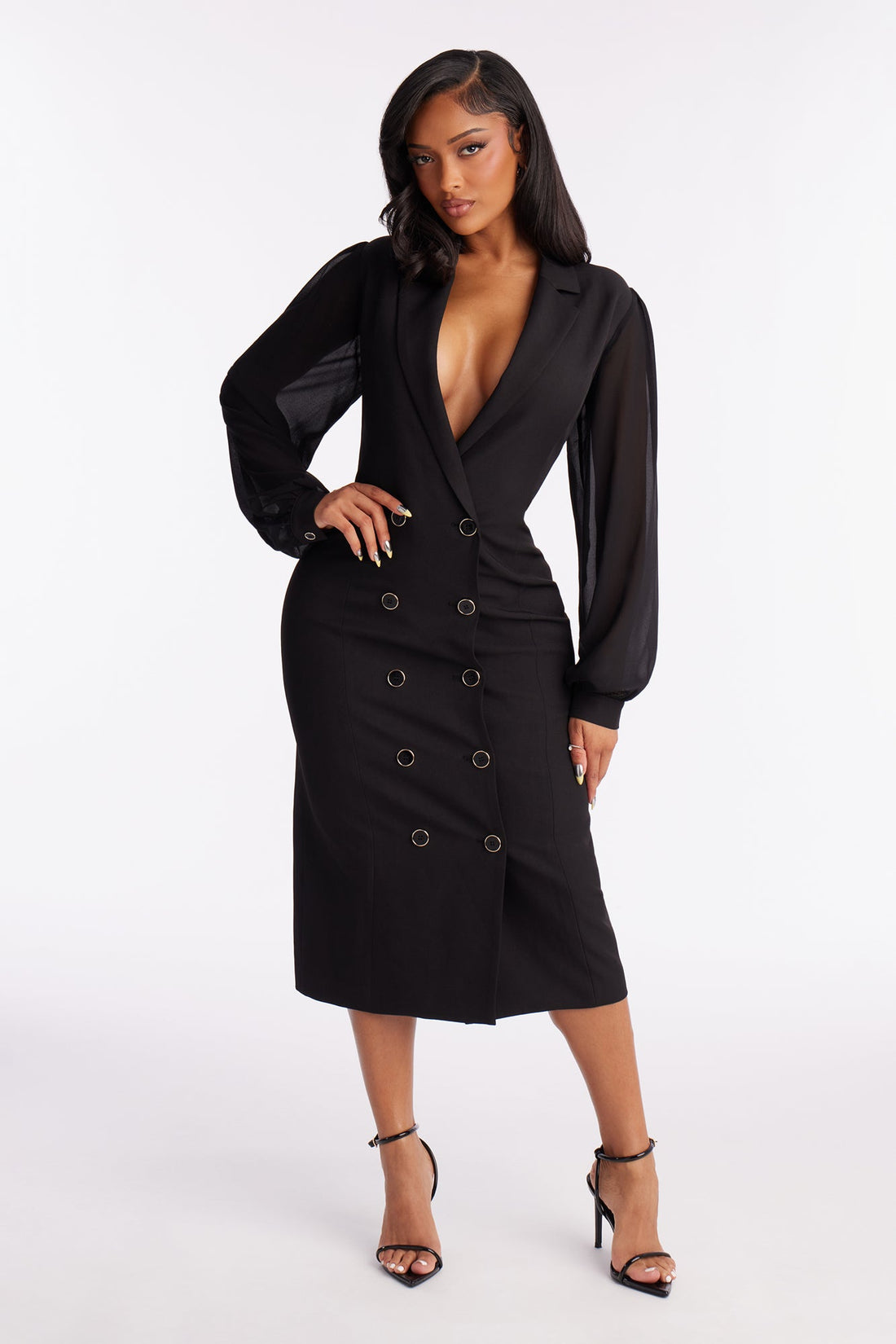 Standing On Business Blazer Midi Dress - Black
