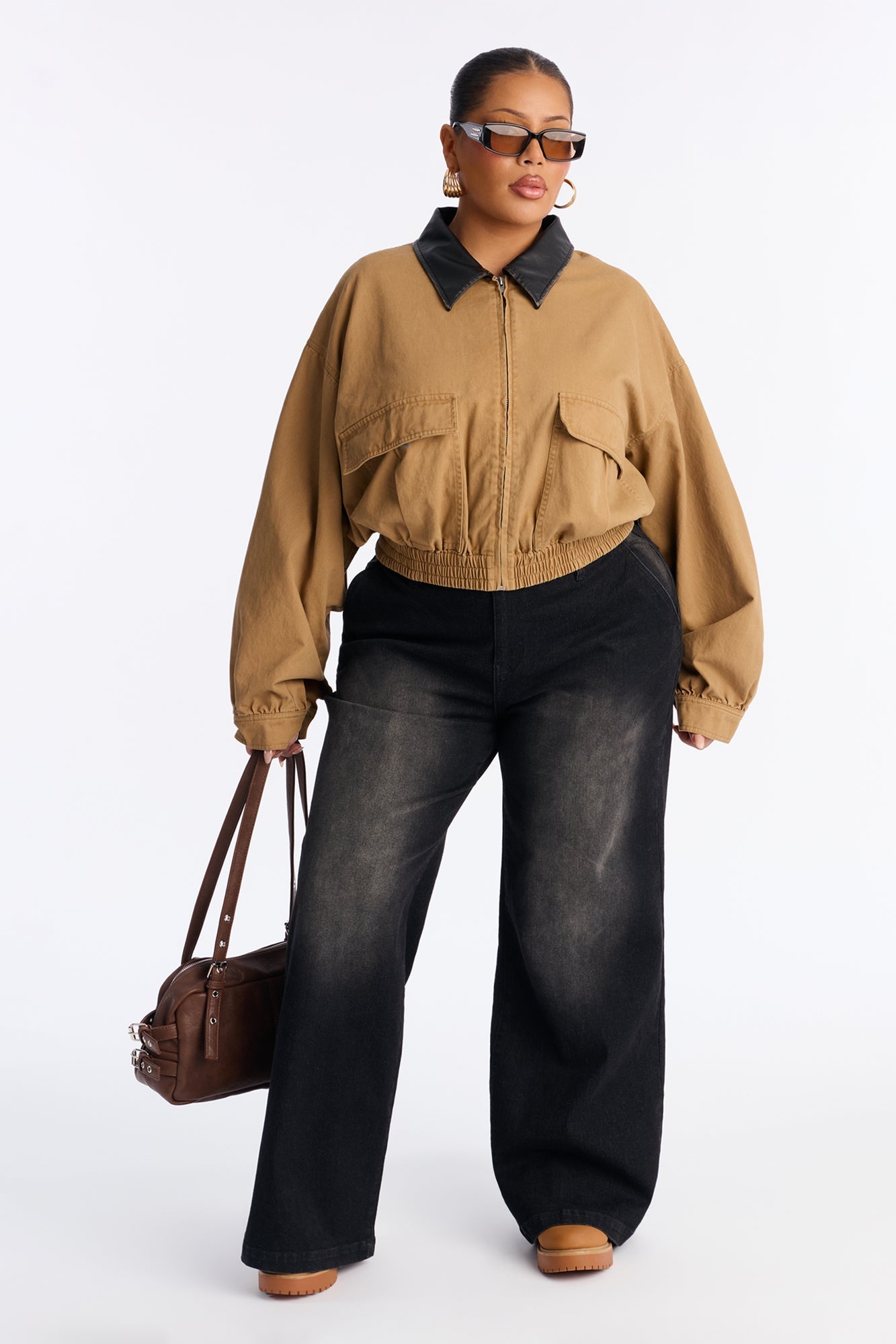 Rory Cropped Cargo Bomber Jacket - Khaki/combo