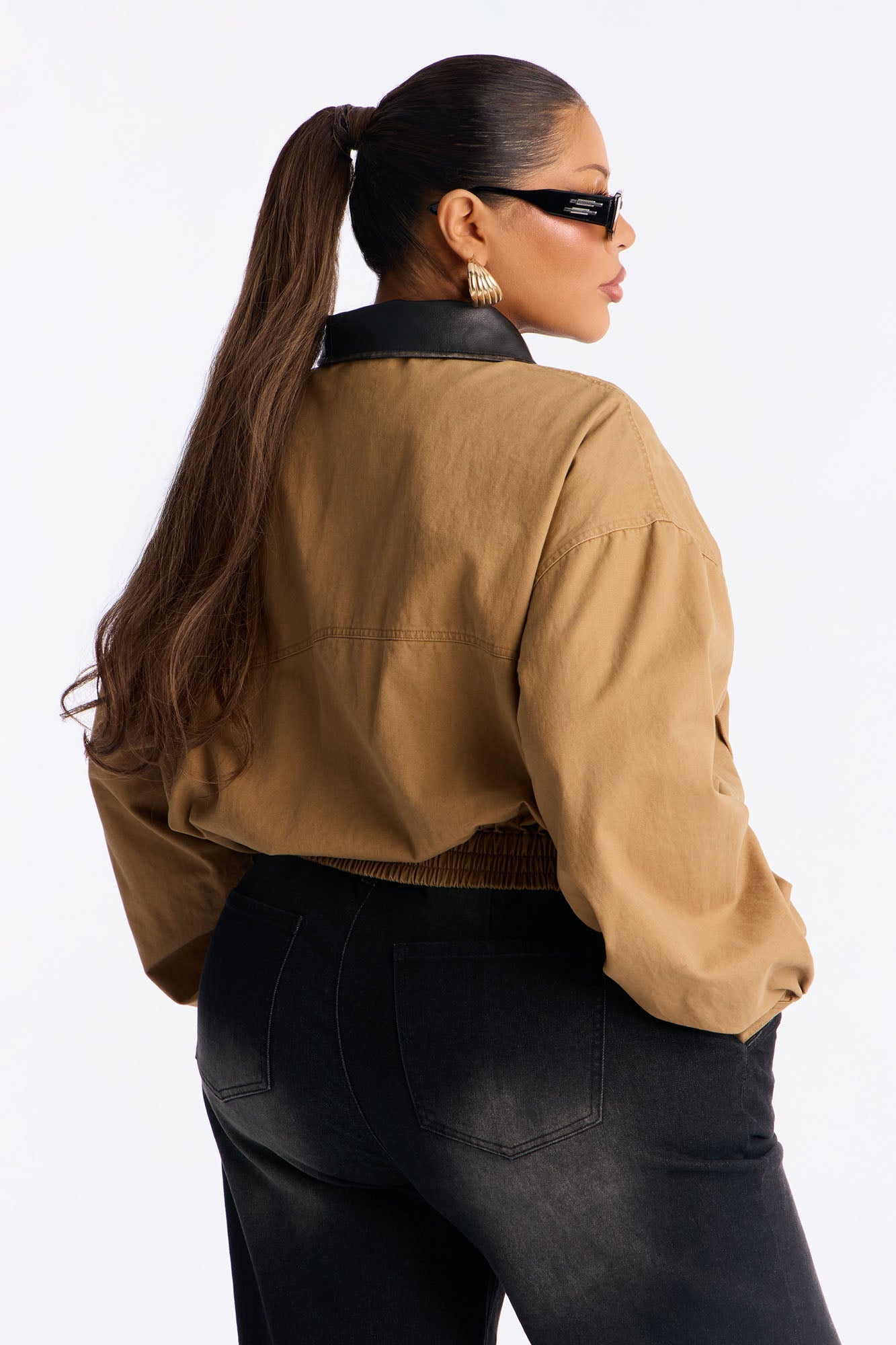 Rory Cropped Cargo Bomber Jacket - Khaki/combo