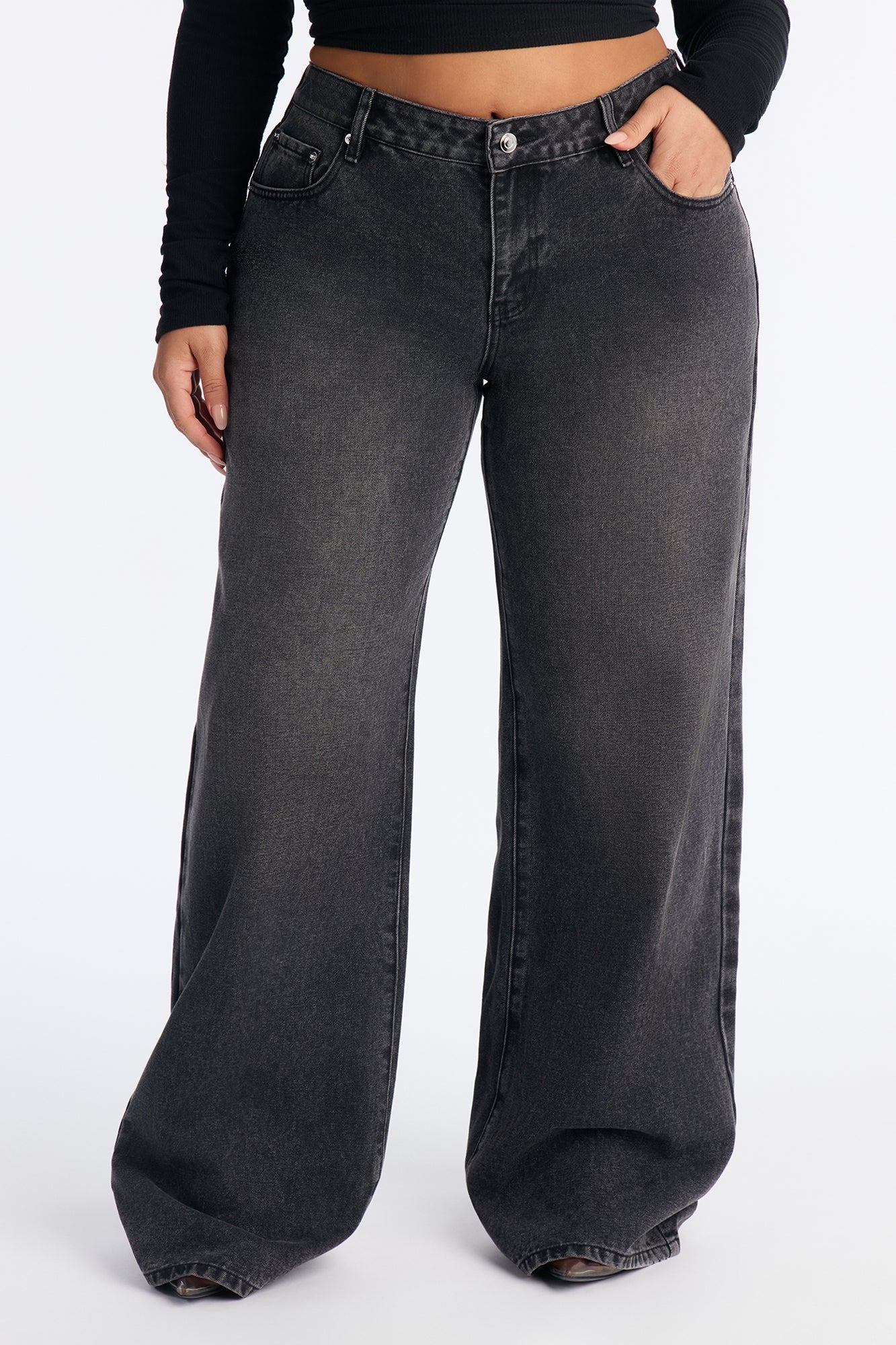Tall Westside Low Rise Wide Leg Jean - Black Wash
