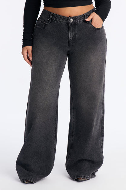Tall Westside Low Rise Wide Leg Jean - Black Wash