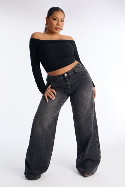 Tall Westside Low Rise Wide Leg Jean - Black Wash