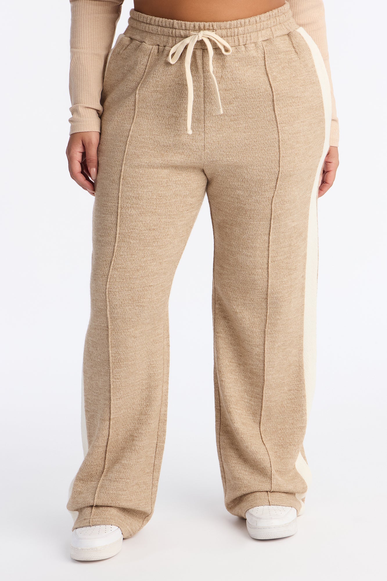 Sammy Knitwear Wide Leg Pant 32″ - Taupe/combo