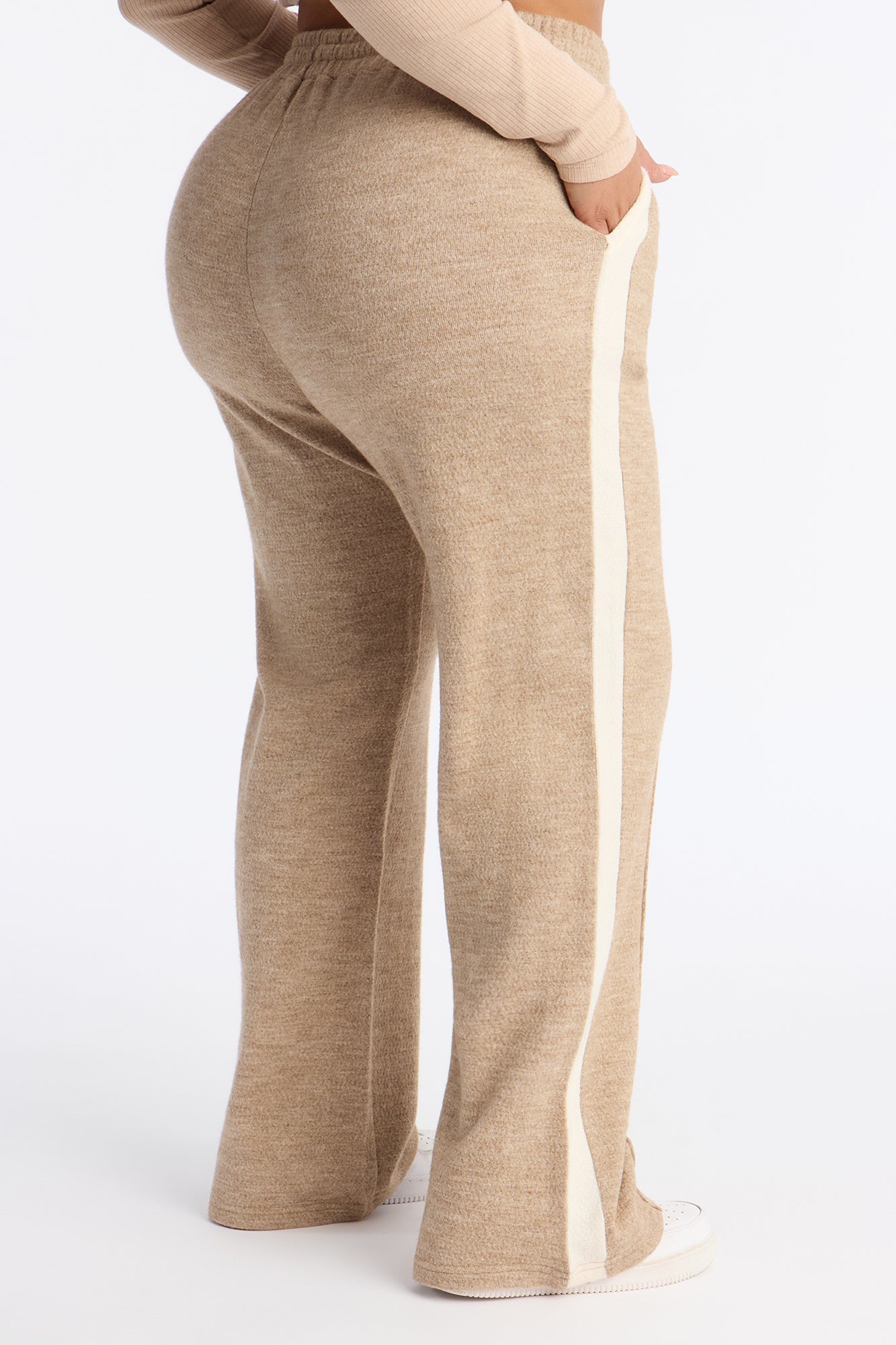 Sammy Knitwear Wide Leg Pant 32″ - Taupe/combo