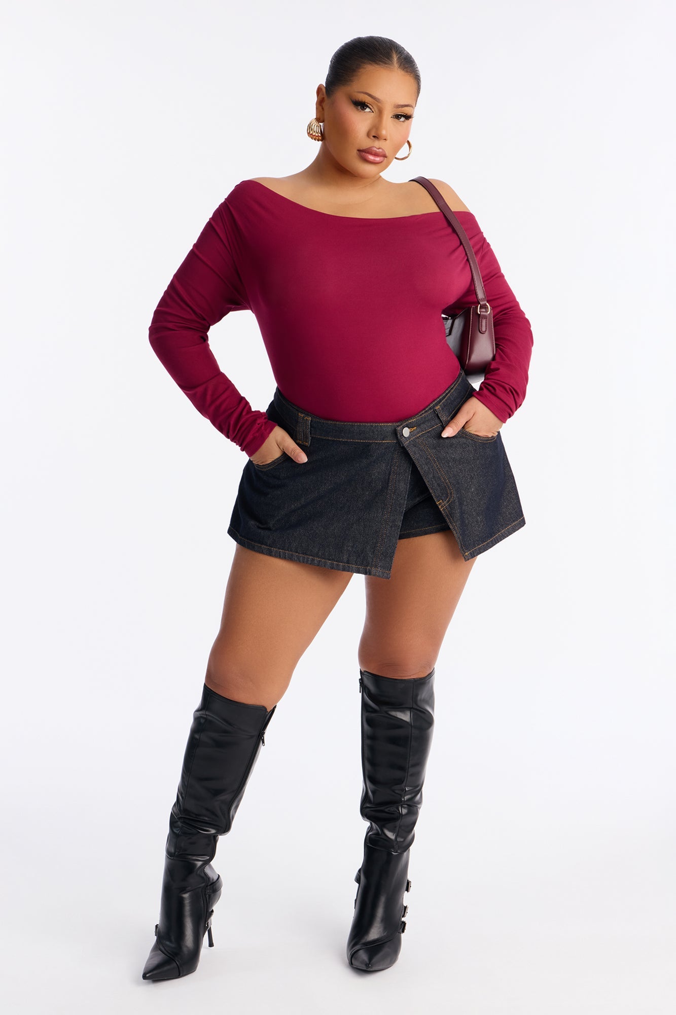 Josie Denim Wrap Micro Mini Skort - Rinse Blue Wash