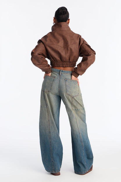 Dallas Drop Waist Tinted Jeans - Vintage Wash