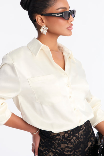 Mila Button Up Lace Romper - Cream/combo