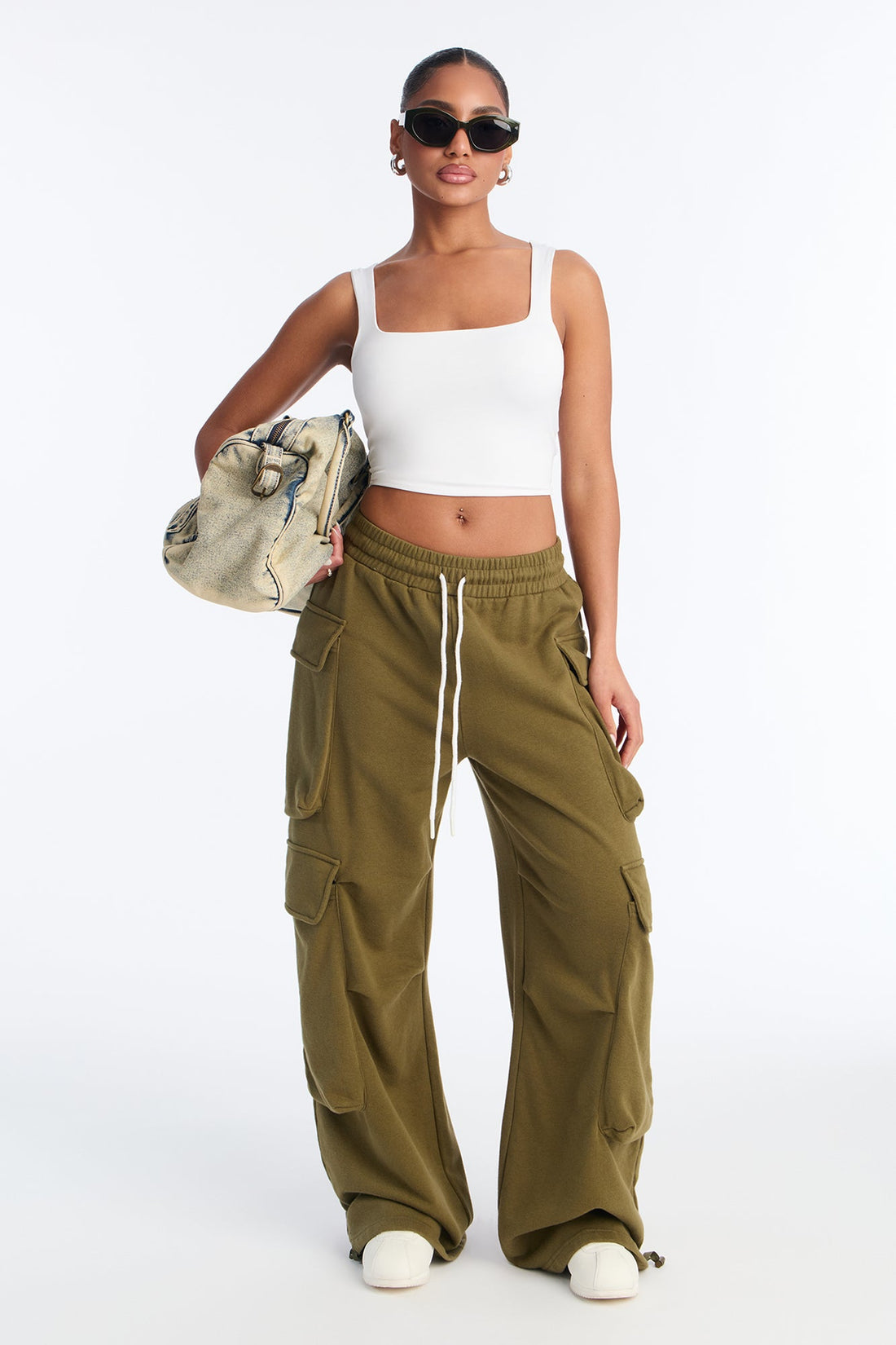 Kayla Cargo Sweatpants - Olive