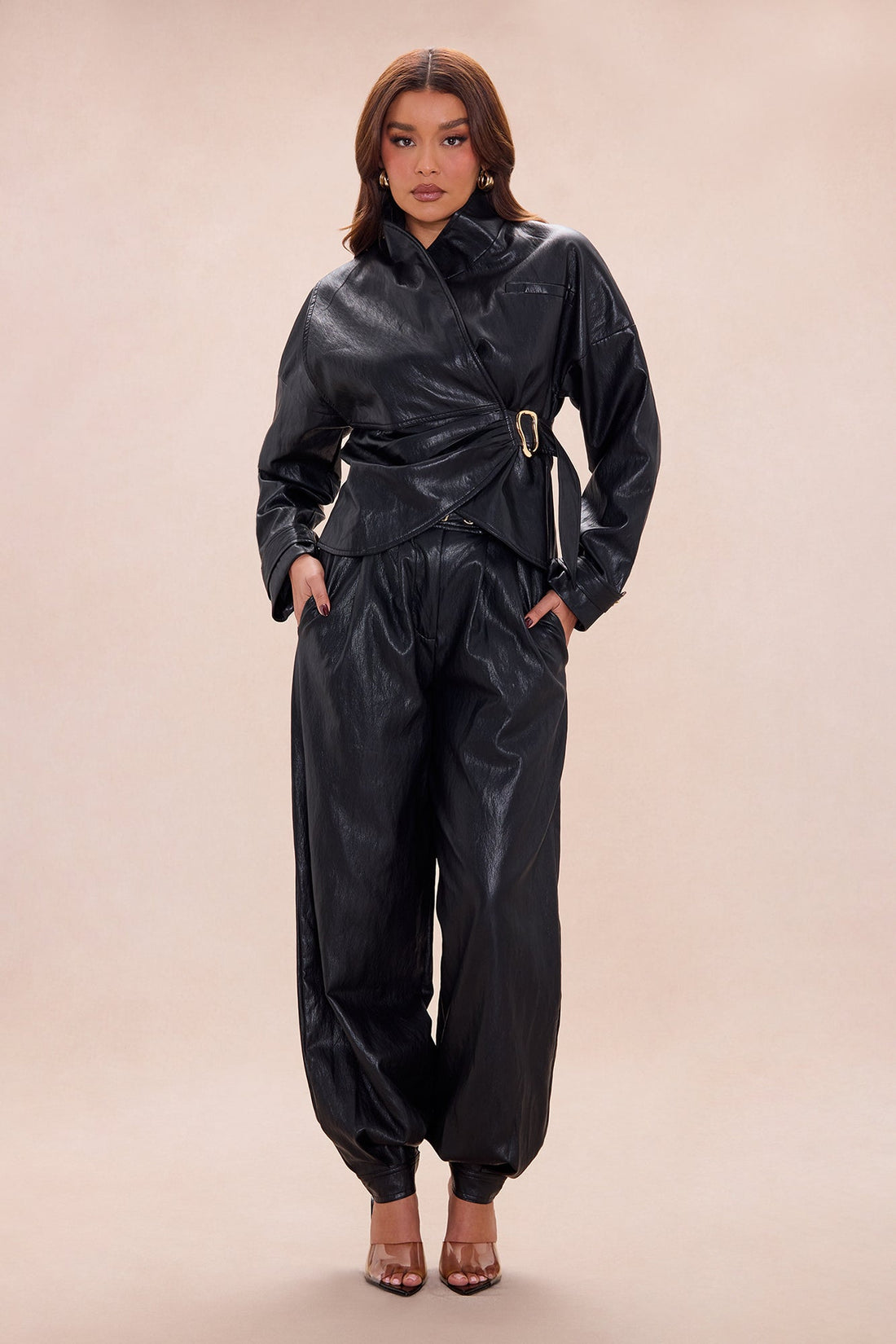 Mariella Faux Leather Jacket - Black