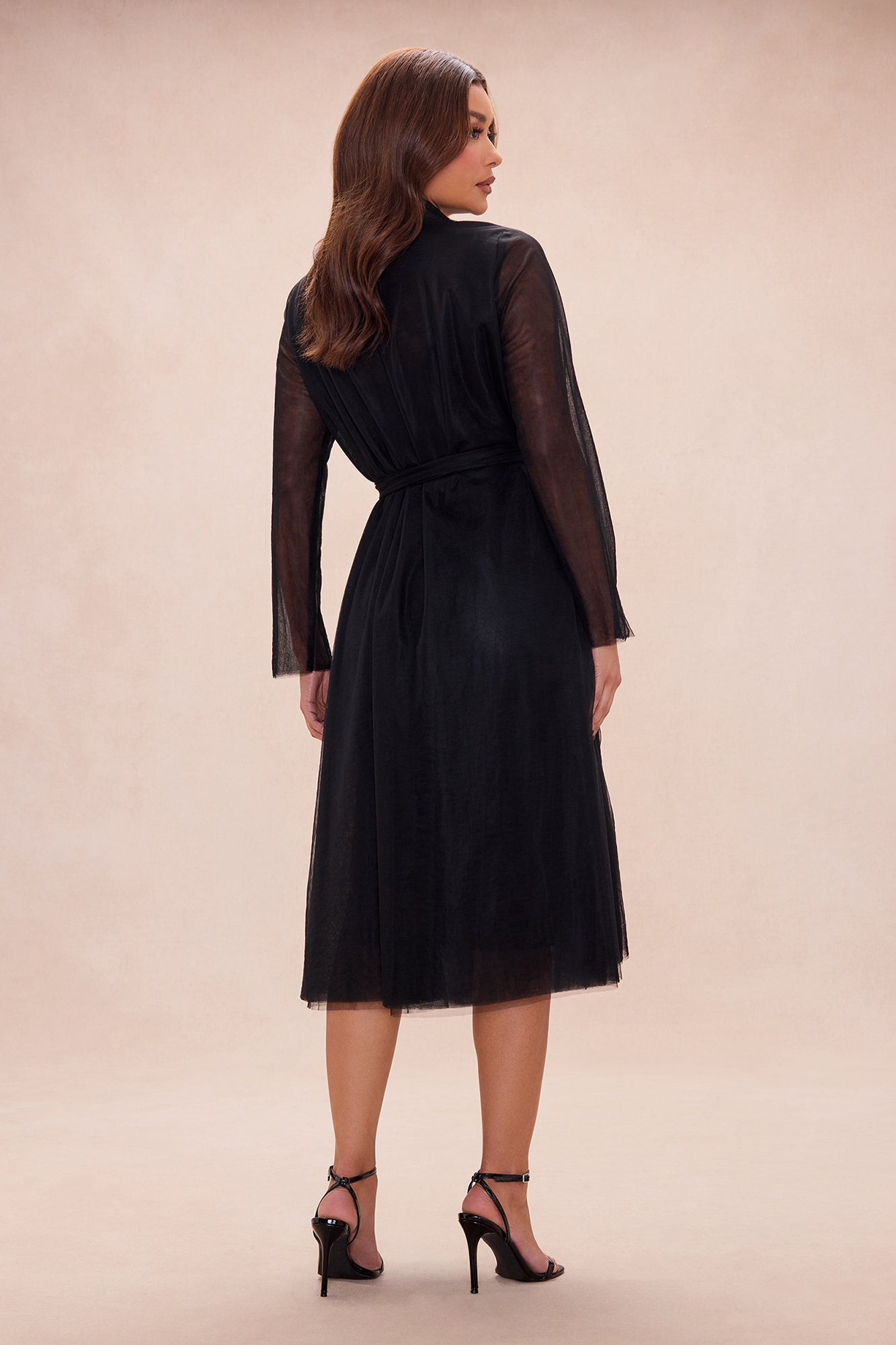 Karlee Belted Tulle Coat - Black