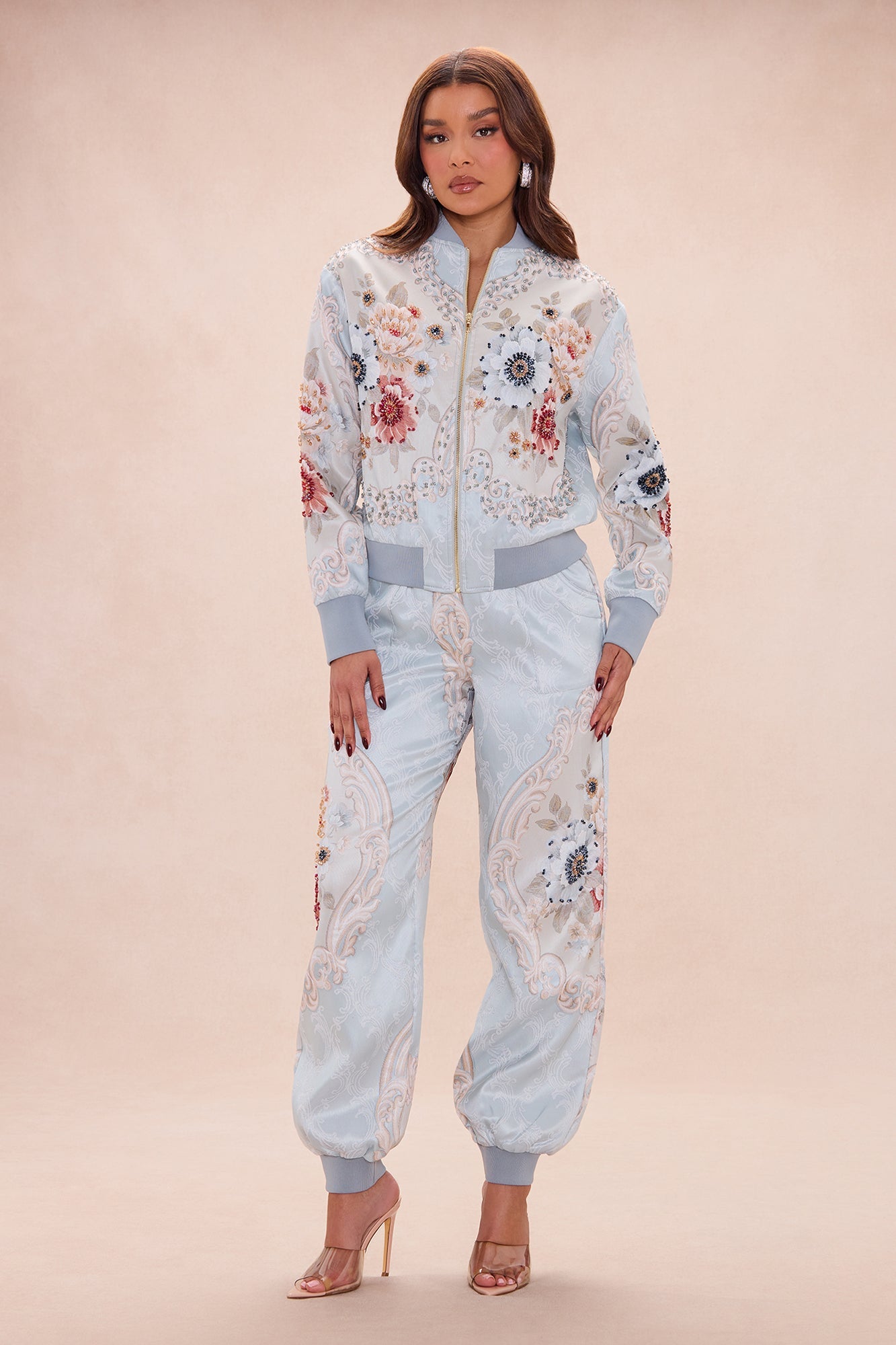 Riannon Embellished Jacquard Jacket - Grey