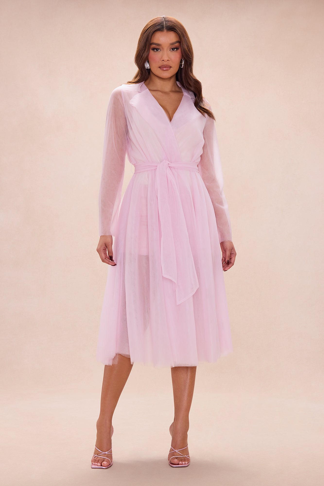 Karlee Belted Tulle Coat - Light Pink
