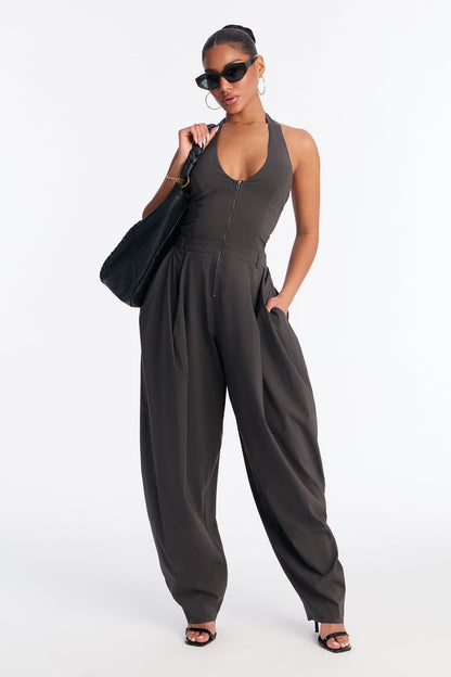 Alyssia Balloon Leg Jumpsuit - Charcoal