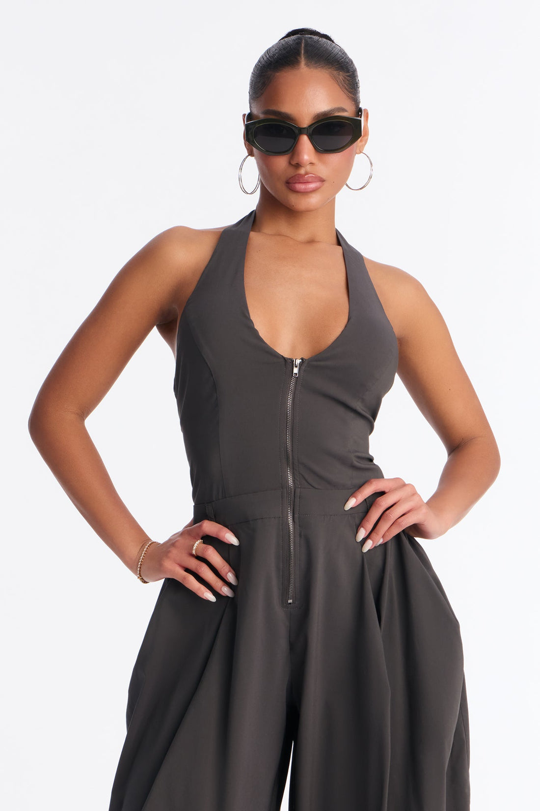 Alyssia Balloon Leg Jumpsuit - Charcoal
